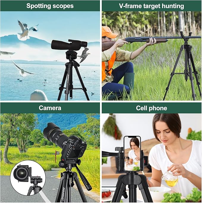 DAPENG Spotting Scope Tripod,Shooting Hunting Rest V Yoke Stand with Travel Bag and Phone Holder,Compatible with Monocular/Astronomical Telescope/DSLR Camera/Cell Phone/Projector (70 inch)