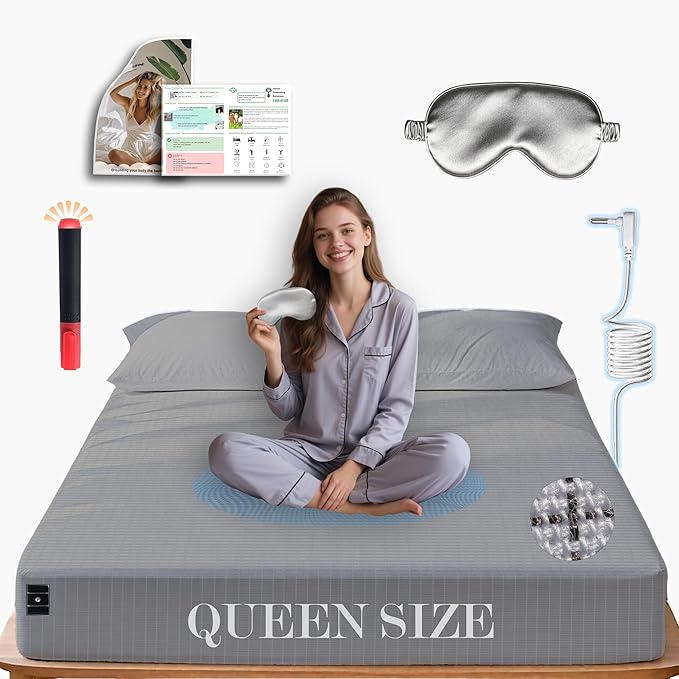 Ali King Grounding Sheets - Queen Size, Soft Cotton with Silver Fiber, 15'' Deep Pocket Earth Grounding Fitted Bed Sheets for Improved Sleep (Light Gray, Queen 60'' * 80'' * 15'')