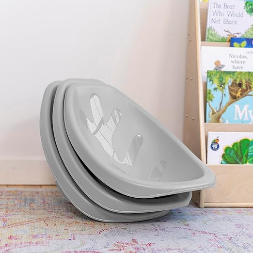 ECR4Kids Leaf Floor Seat, Rocker Chair, Light Grey, 6-Piece