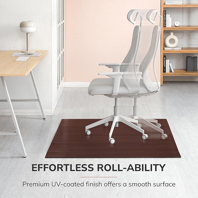 Anji Mountain Office Chairmat Thickest & Sturdy Bamboo Chairmats Highly Premium Quality Anti-Slip Heavy Duty for Multi-Purpose Hardwood Floor Office & Home Floor Protector Office Chair mat-5mm Thick