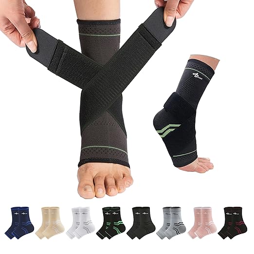 ABIRAM Ankle Brace for Women & Men, Ankle Compression Sleeve with Wrap, Foot Support Sleeve, Ankle Support for Sprained Ankle, Plantar Fasciitis Relief Socks, Achilles Tendonitis, Sports, M