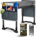 Dekool Garden Kneeler and Seat with Upgraded Wide & 3" Thick Kneeling Pad, Heavy Duty Garden Stool with 2 Large Tool Bags, Portable Bench for Weeding, Gardening Gifts for Women, Men, Seniors, Grey