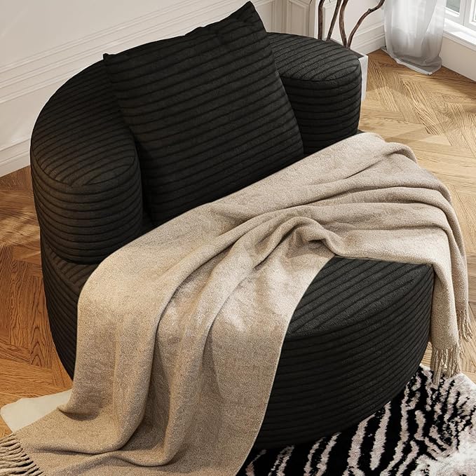 Giant Bean Bag Chair Oversized for Living Room Round Boneless Chair Corduroy Chaise Lounge for Adults Memory Foam Big Accent Sofa Lounge Floor Sofa for Gaming Reading Relax No Assembly Required