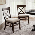 HULALA HOME Solid Wood Dining Chairs Set of 2, Walnut Farmhouse Upholstered Kitchen Dining Room Chair Mid-Century Modern Dinner Chair with Cross Back Wooden Legs for Living Room, Restaurat, Cafe