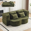 Orynveela Convertible Folding Sofa Bed, 78” Full Size Floor Sleeper Couch, Chenille Full Foam Futon Loveseat for Living Room Bedroom, No Assembly Required (Green)