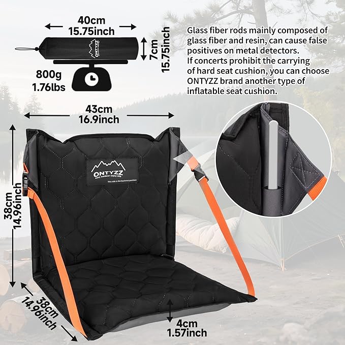 ONTYZZ Stadium Seats with Back Support Inflatable Portable Folding Comfort Seat Waterproof Cushion with Backrest for Sports Events Stadium and Camping