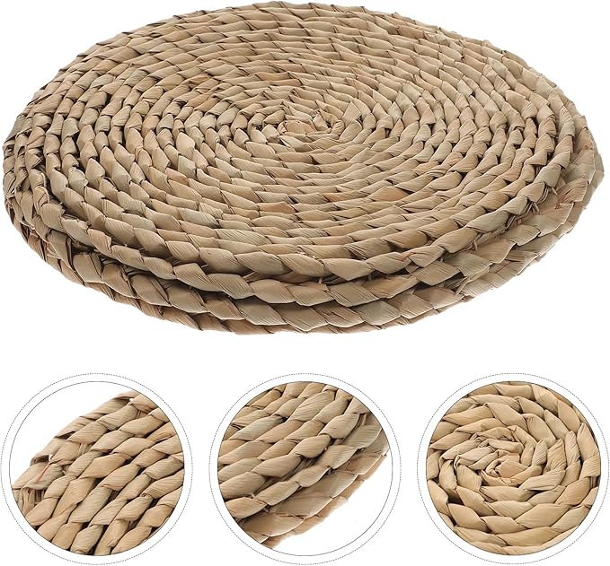 Luxshiny Woven Tatami Floor Cushion Double-Layer 30x30cm Sitting Pad with Reed Grass for Meditation and Yoga, Thick Breathable Seat Mat for Adults, Zen Floor Pillow for Bedroom and Tea Room