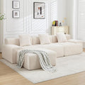 118" Modern L-Shaped Modular Sectional Sofa, Boneless Modular Couches for Living Room, Corduroy Upholstered Sofa with Deep Seat, Oversized 3-Seater Cloud Sectional Couch, No Assembly, Beige