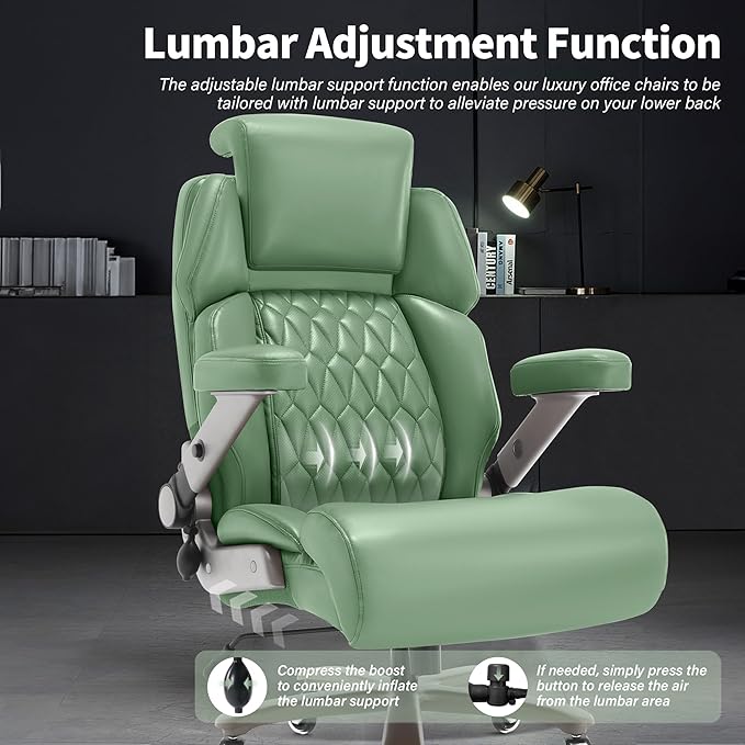 Big and Tall Office Chair 700lbs - Adjustable Headrest&Lumbar Support, 3D Flip Arms, Large Wheels &Heavy Duty Metal Base, Ergonomic High Back Computer Chair Desk Chair, Thick Padded Extra Wide Seat