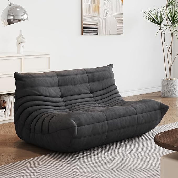 Bean Bag Chair - Corner Sofa, Fireside Chair Bean Bag Sofa Large Bean Bag Chair for Adults,Fireside Floor Couch for Living Room, Bedroom, Gaming (Yellow, Single) (Dark Gray, Loveseat)