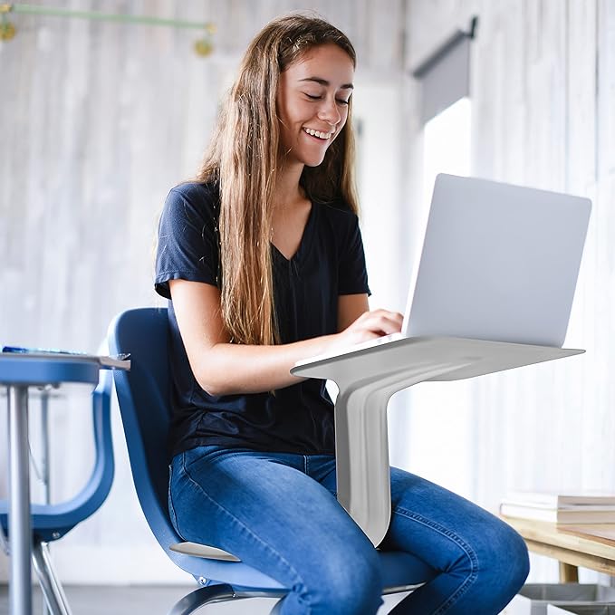 ECR4Kids The Surf Portable Lap Desk with Cushion, Flexible Seating, Light Grey, 10-Piece
