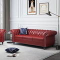 QHITTY Accent Large Sofa, Chesterfield Couch 3 Seater Modern Leather Couch Upholstered Sofa with Tufted Back for Living Room Furniture (Burgundy)