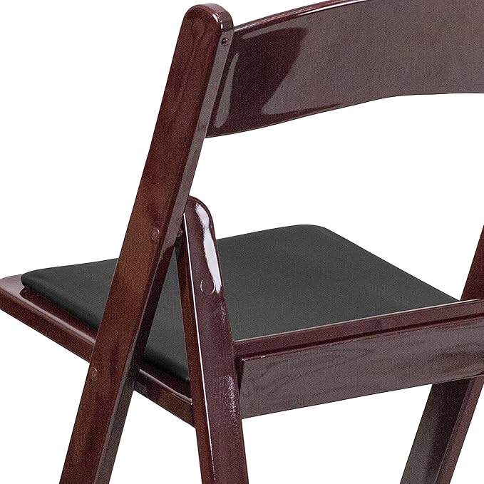 EMMA + OLIVER Folding Chair - Red Mahogany Resin – 4 Pack 800LB Weight Capacity Comfortable Event Chair - Light Weight Folding Chair