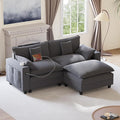 KCGKCG 80.7" Modular Sectional Sofa, L Shaped Cloud Couch with Movable Ottoman, Chenille Deep Seat Cloud Sofa with Charging Station, Cup Holder, Side Pocket, Sectional Couches for Living Room, Grey
