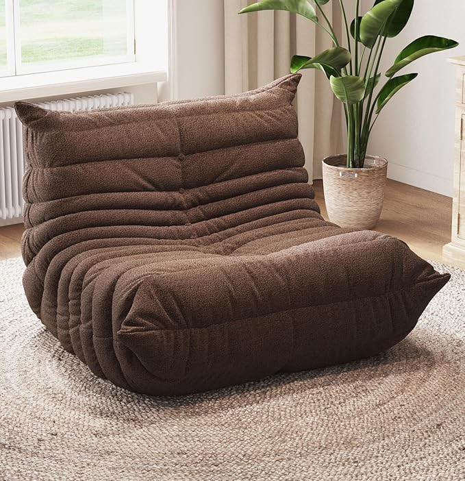 Selyteramy Oversized Bean Bag Chairs for Adults, Giant Beanbag Chair with Memory Foam, Comfy Lounge Chair Lazy Sofa for Apartment, Living Room, Bedroom, Office(Teddy Fabric)
