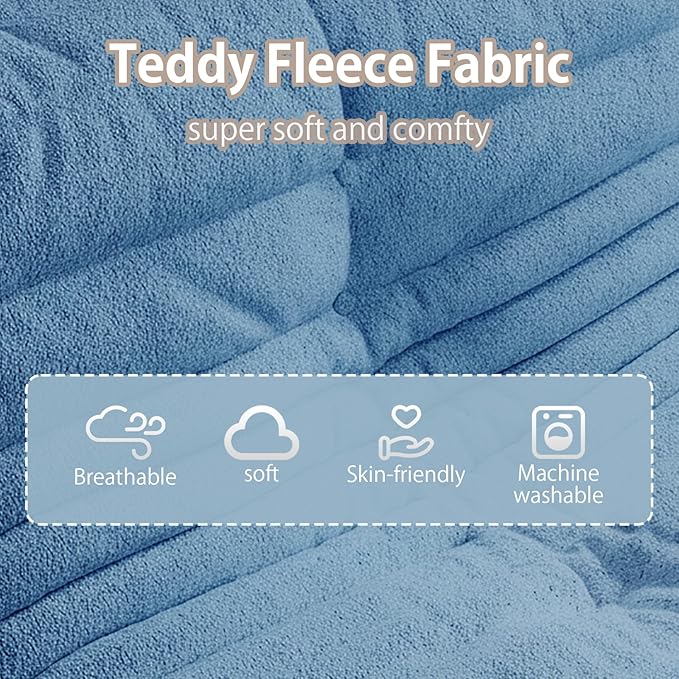 Selyteramy Oversized Bean Bag Chairs for Adults, Giant Beanbag Chair with Memory Foam, Comfy Lounge Chair Lazy Sofa for Apartment, Living Room, Bedroom, Office(Teddy Fabric)