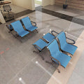 Kinfant 2-Seat Waiting Room Chair - Office Guest Reception Chairs with Ergonomic Backrests, Airport Waiting Bench with Armrests, Metal Waiting Furniture for Hospital, Bank, Salon (Blue, Set of 4)