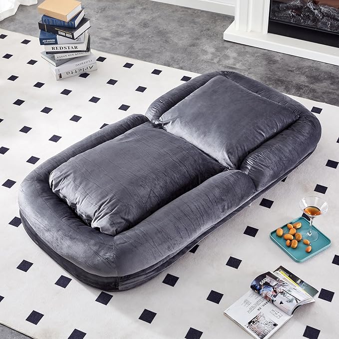 Stylish Grey Floor Lounge Chair - Versatile Folding Sofa with 5 Adjustable Positions for Comfort & Relaxation!