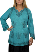 Agan Traders 2025 Winter Long Sleeve Diamond Neck Embroidered Tops - Medieval Boho Vintage Tunic Kurta Blouses for Women