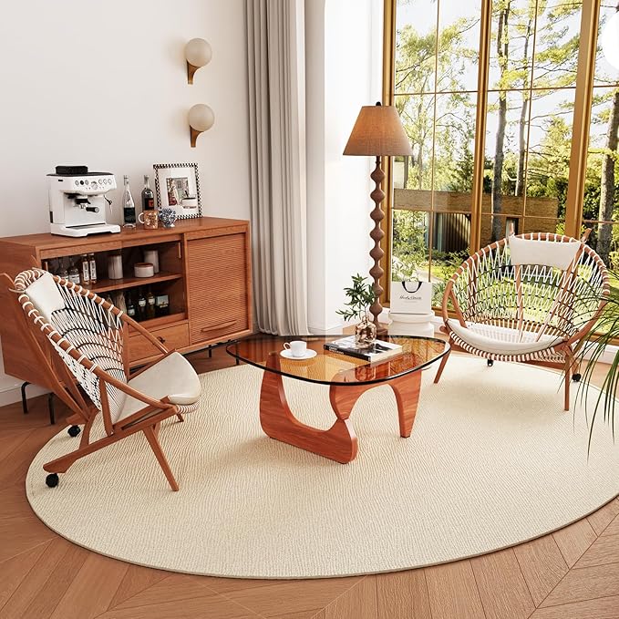 LUCKIIA Coffee Tables Glass Small Farmhouse Coffee Table Mid-Century Modern Wood Center Table for Living Room, Walnut Brown, 45 Inch