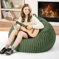 Homguava 2FT Bean Bag Chair, 2' Small Bean Bags with Memory Foam Filled, Beanbag Chairs with Machine Washable Cover Dutch Corded Plush Cover for Classroom,Living Room,Bedroom-Green