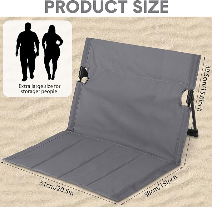 Jetec Foldable Floor Backrest Chair Portable Camping Chair with Storage Bag Light Weight Lazy Seat for Indoor Outdoor Bed Ground Park Lawn Concerts Beach Hiking