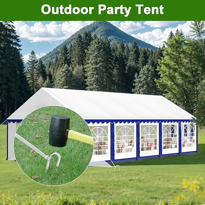 AAGUT Rebar Stakes 16 Inch J Hook Heavy Duty 8 Pack, 3/8 Inch Galvanized Metal Steel Ground Anchors Chain Link Fence Stakes for Camping Tent, Inflatables, Yard Decorations, Canopies & Swing Sets