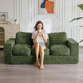 MAXYOYO 3-Seater Boneless Sofa Couch, Modern Faux Fur Sofa for Living Room, Soft Bean Bag Chair High-Density Foam Couch with Pillows, No Assembly Required
