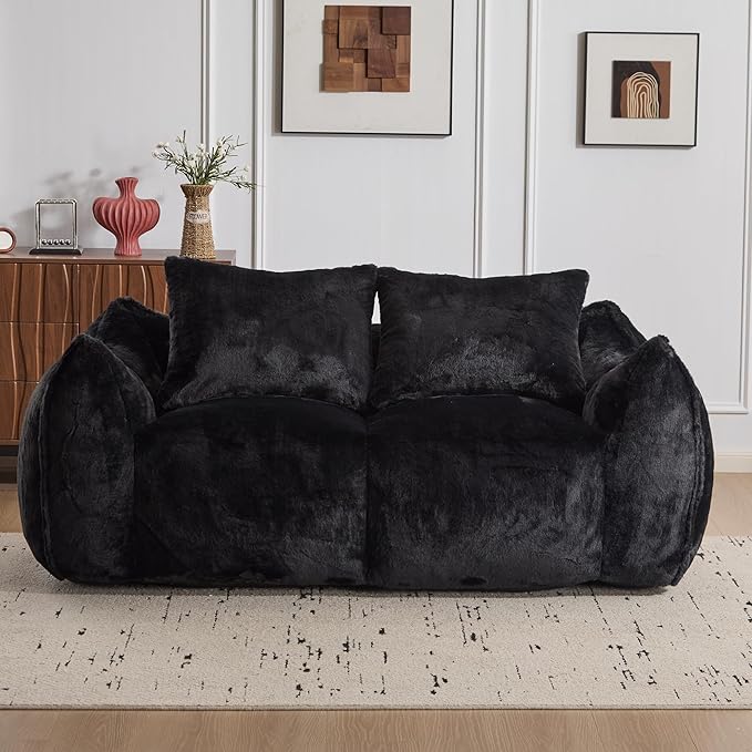 KEIKI Giant Bean Bag Couch for Adults, Oversized Loveseat, 2 Seater Fireside Chair, Comfy Lazy Floor Sofa, Cozy Reading Chair with Pillows for Living Room, Bedroom, No Assembly Required