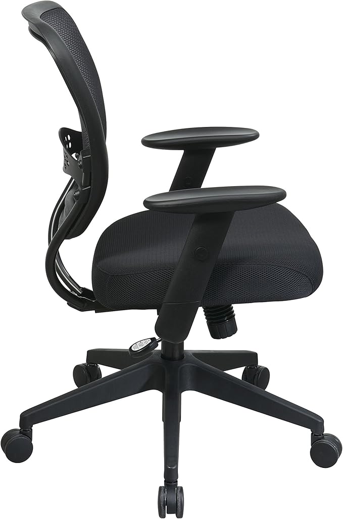 Space Seating 55 Series Professional Dark Air Grid Back Adjustable Office Desk Chair with Built-in Lumbar Support, Black