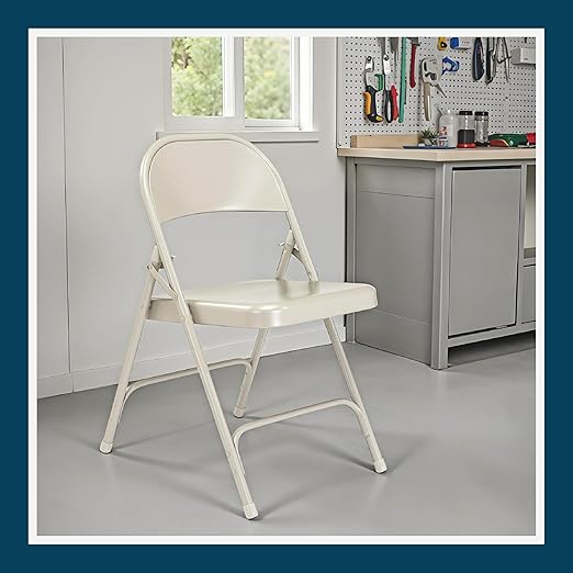 OEF Furnishings OEF50 Series All-Steel Heavy-Duty Folding Chairs with 500 lb Weight Capacity (4-Pack, Gray)