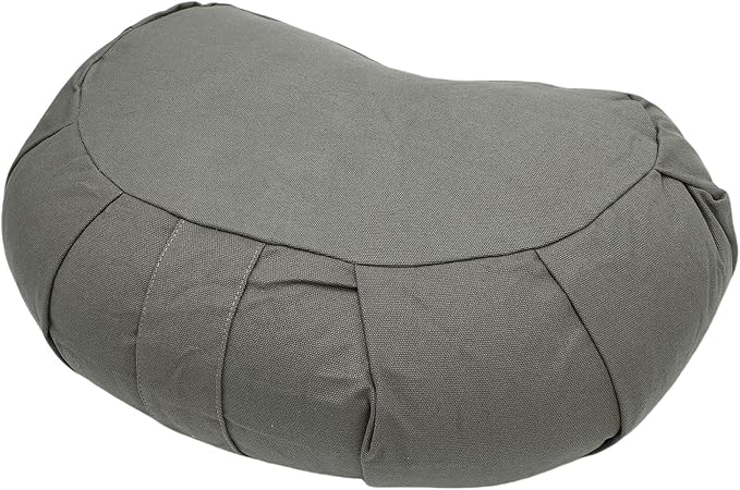 ZJchao Half Moon Meditation Cushion Filled with Buckwheat Hulls and Cotton Cover Yoga Meditation Pillow for Floor Sitting Comfortable Support for Home Office Outdoor Use Size