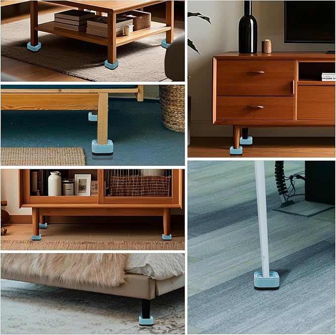 Kvoike 4 Pack Furniture Risers, Adjustable Bed Risers Heavy Duty Stackable Bed Raisers for Table Desk Couch Chair Sofa Cabinet Bed Legs Lift Height 1"
