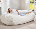 Hobestluk 5FT Bean Bag Chairs Adult Bean Bag with Portable Handle Comfy Large Bean Bag Lounge Chair with Removable Cover for Living Room Bedroom (Stripe White, 5FT)