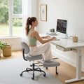 Furmax Ergonomic Criss Cross Legged Office Chair with Wheels, 360°Swivel Adjustable Height Kneeling Desk Chair with Footrest for ADHD, Yoga, Meditation, Home Office (Leather, Gray)