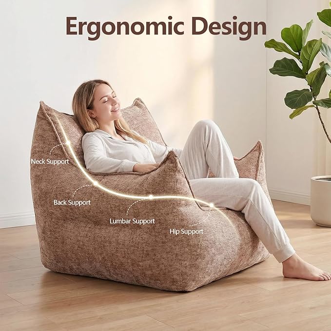 GLCS Bean Bag Chair for Adults,Comfy Reading Chair with Back Cushion,Bean Bag Chairs for Kids,Cozy Chair for Bedroom,Living Room, Apartment