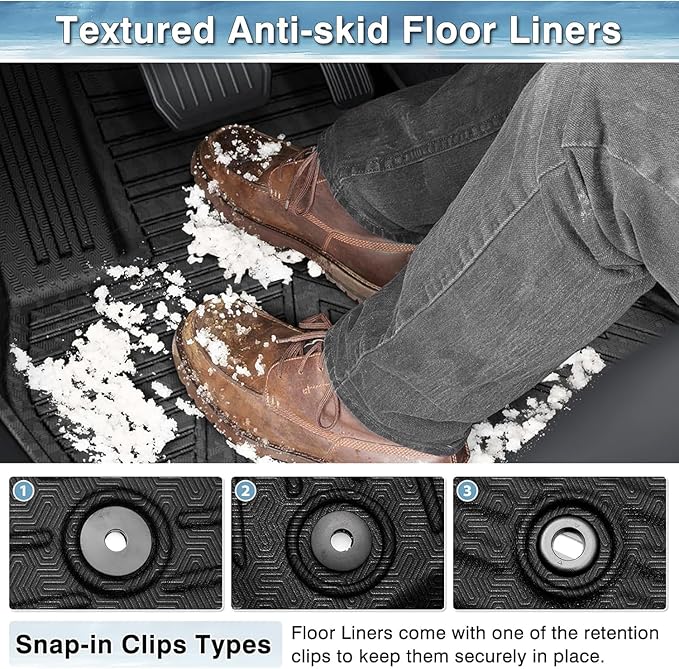 Mixsuper Floor Mats & Cargo Liner for Ford Expedition Max 2018-2024 8 Seats,All Weather TPE Floor Liner Trunk Cargo mat Protectors,Full Set Car Mats for Expedition Max Accessories,Black
