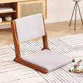 Tiita Foldable Tatami Chair, Japanese loor Chair, Wood Legless Back Rest Chairs with Cushion, Accent Meditation Floor Chairs Bay Window, Walnut Grey