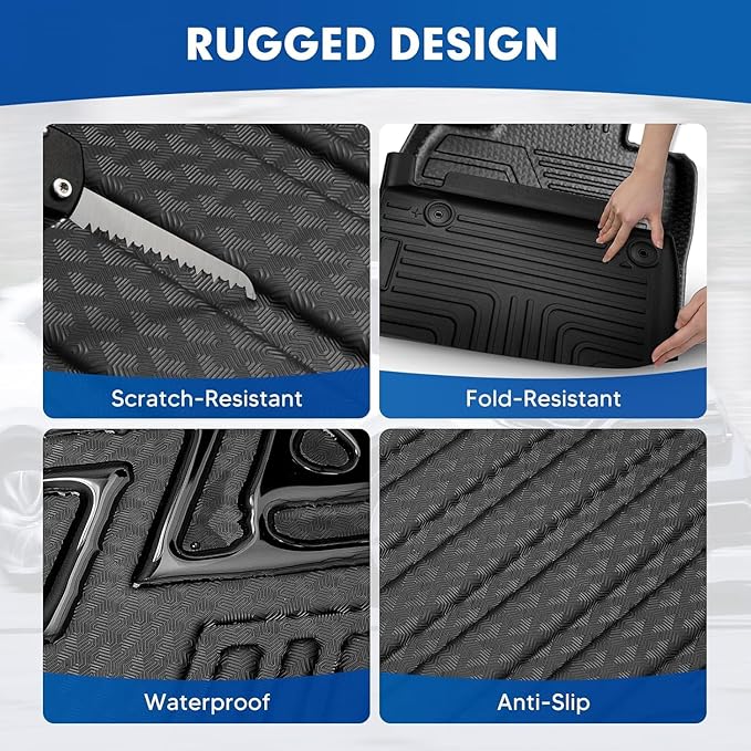 Mixsuper Floor Mats & Cargo Liner for Tesla Model Y Juniper 2025 2026 5 Seat,All Weather TPE Floor Liner Trunk Cargo mat Protectors,Full Set Car Mats for Model Y Accessories,Black