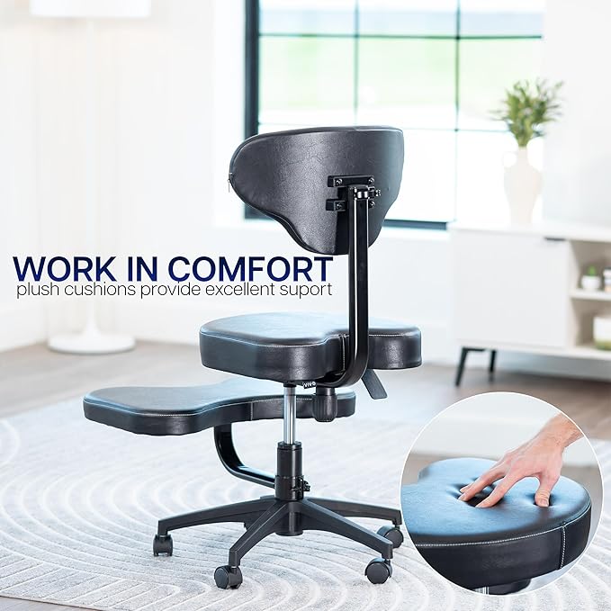 VIVO Mobile Cross Legged Office Chair with Back Support for Yoga Meditation ADHD, Height Adjustable, Black, CHAIR-CL03B