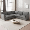 Gtilzria Waterproof Cloud Sectional Sofa for Living Room,High Backrest Down Filled Couch,5 Seater Oversized Modular V-Shaped Couches,Detachable Couch Covers,Dark Grey