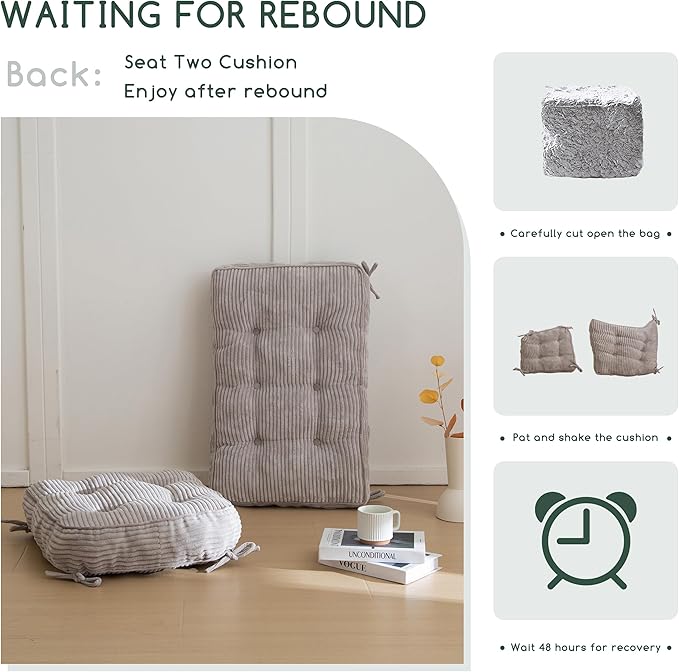HIGOGOGO Rocking Chair Cushion with Corduroy Cover (Without Chair), 46 x 18 Inch Supportive Cushion, Overstuffed Chair Cushion,Grey