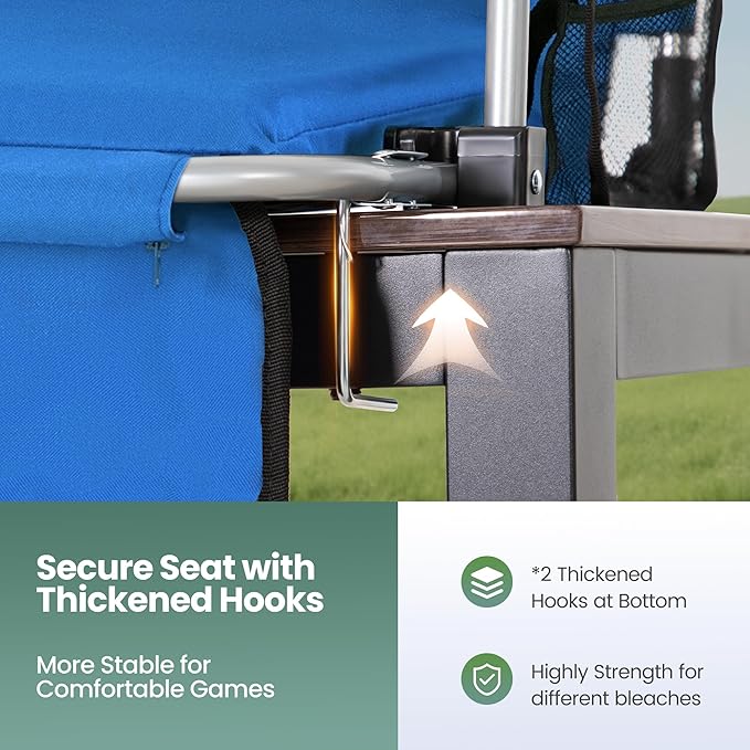HIGH POINT SPORTS Foldable Stadium Seat Portable Folding Stadium Chairs Padded Bleacher Seat Cushion Bleacher Chair with Armrest and Cup Holder