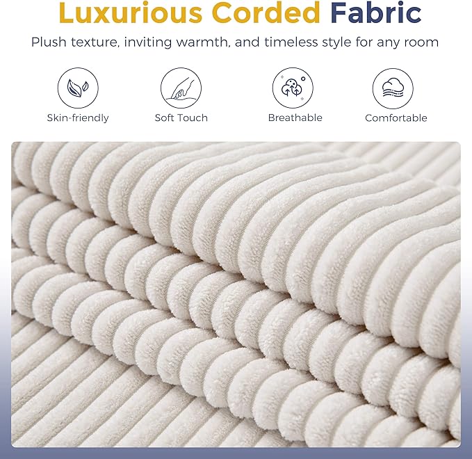 MAXYOYO Oversized Chaise Lounge Sofa, Upholstered Lounge Chair with 3 Pillows, Tufted Boneless Sofa Couch with Ottoman, Deep Seat Sleeper Chair for Living Room, Bedroom, No Assembly, Beige