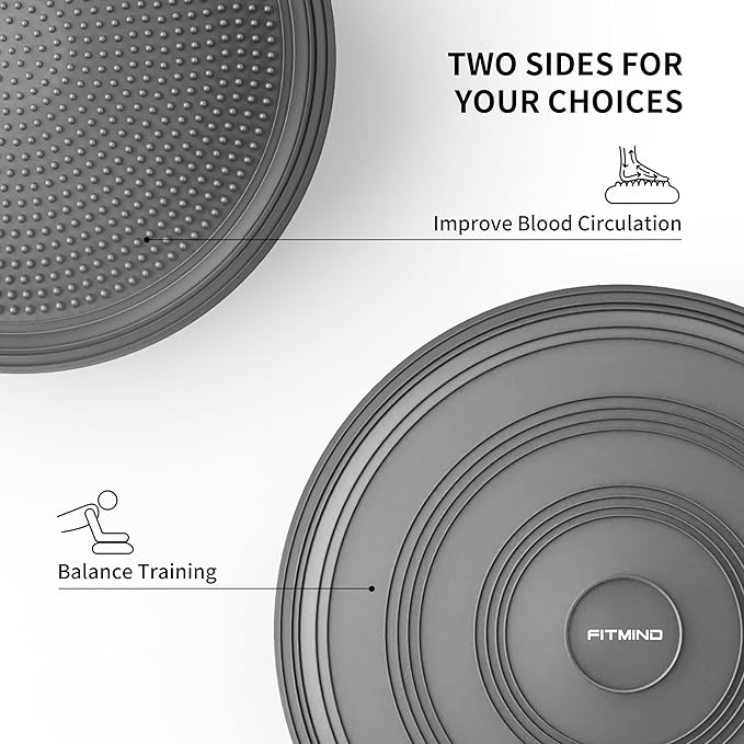 FITMIND Inflated Wobble Cushion,Circular Non-slip Texture for Comfortable Sitting,Extra Thick Dyna Disc with Pump for Core Strength,Wiggle Seat to Improve Posture,Fitness,660lb Load Capacity