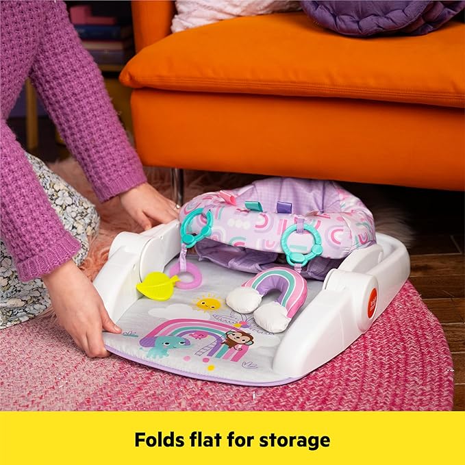 Bright Starts Learn-to-Sit 2-Position Baby Floor Seat with Toys, Unisex, 4-12 Months, Purple Paradise