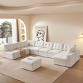 ORRD Oversize Modular Sectional Couch, Convertible U Shaped Sofa with Storage, 9 Seater Sofa Modular with Ottomans and Reversible Chaise for Living Room, Office (Beige White)