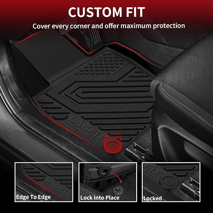 LASFIT Floor Mats & Backrest Mats & Trunk Mat for Mazda CX50 2023-2026 (Not for Hybrid) All Weather TPE Custom Fit Floor Liners Car Mats Accessories, 1st & 2nd Row & Seatback & Cargo Mats, Black