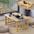 Japanese Folding Floor Coffee Table, Bamboo Foldable Low Table for Sitting On The Floor No Assembly Portable Tea Table Chabudai Table for Tatami, Bay Window, Meditation, Altar (Wood Color)