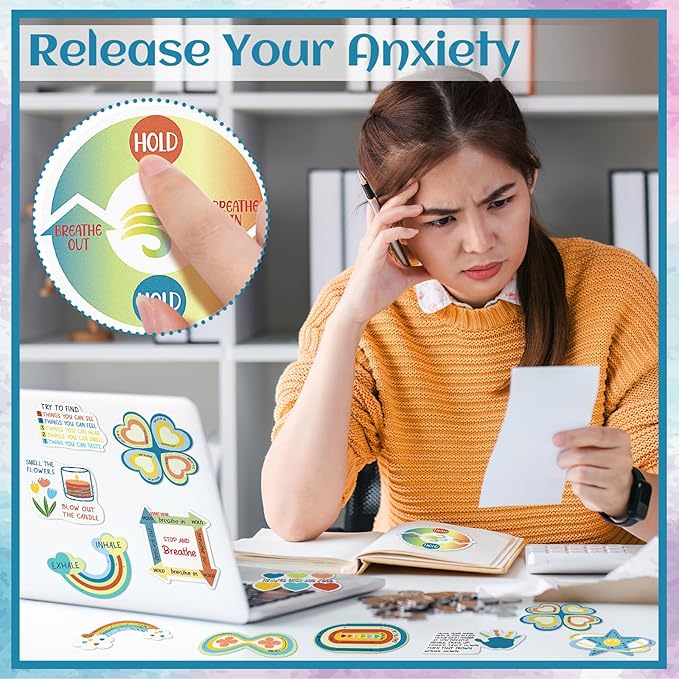 Fulmoon 120 Pcs Anxiety Sensory Stickers Textured Sensory Strips Tactile Rough Calm Sensory Stickers Adhesive Tactile Fidget Tool for Classroom Desk Adults Teens Anxiety Relief(Retro Color)